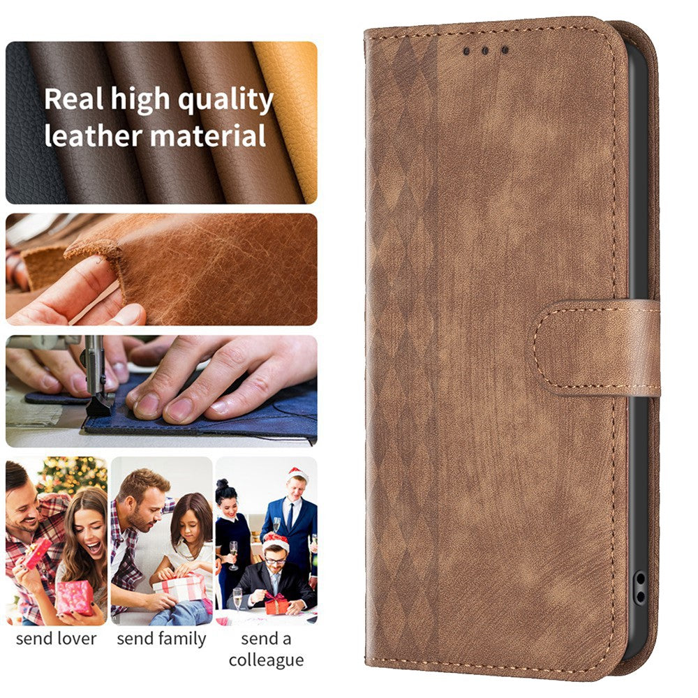 For Xiaomi Redmi Note 11 4G (MediaTek) / Redmi 10 4G (2021) / Redmi 10 2022 4G / 10 Prime Imprinting Grid Wallet Stand Phone Leather Case