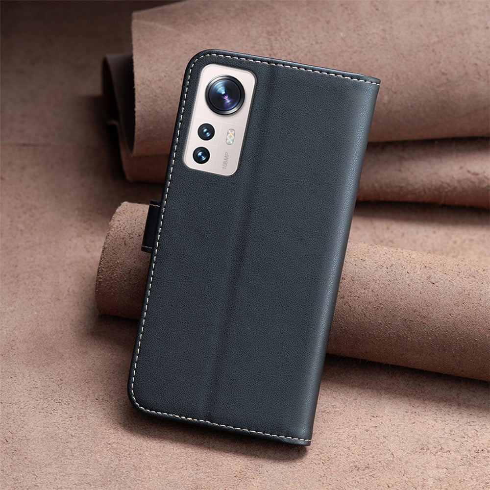 BINFEN COLOR BF17 Leather Phone Cover for Xiaomi 12 Lite 5G Anti-drop Wallet Stand Case