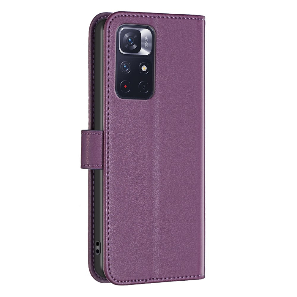 BINFEN COLOR BF17 mobilskal till Xiaomi Redmi Note 11 4G (Qualcomm) / Note 11S 4G PU-läder Plånboksfodral med stativ