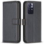 BINFEN COLOR BF17 mobilskal till Xiaomi Redmi Note 11 4G (Qualcomm) / Note 11S 4G PU-läder Plånboksfodral med stativ