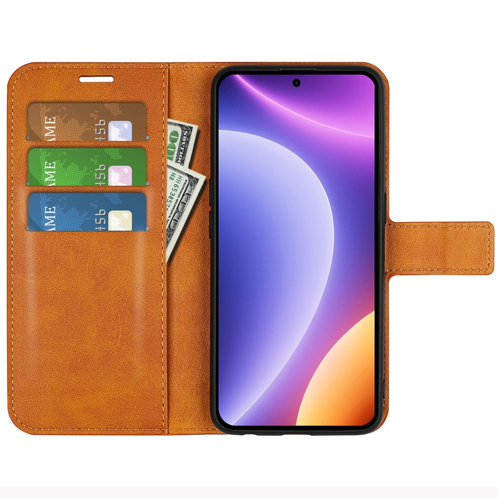 Xiaomi Redmi Note 12 Turbo / Poco F5 5G Kalvtextur Stativ Plånbok Fyrkantigt Magnetiskt Stängning PU Läder mobilskal