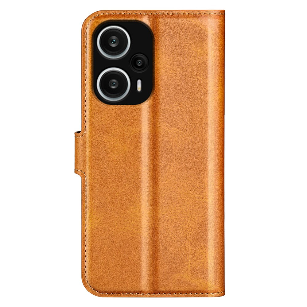 Xiaomi Redmi Note 12 Turbo / Poco F5 5G Kalvtextur Stativ Plånbok Fyrkantigt Magnetiskt Stängning PU Läder mobilskal