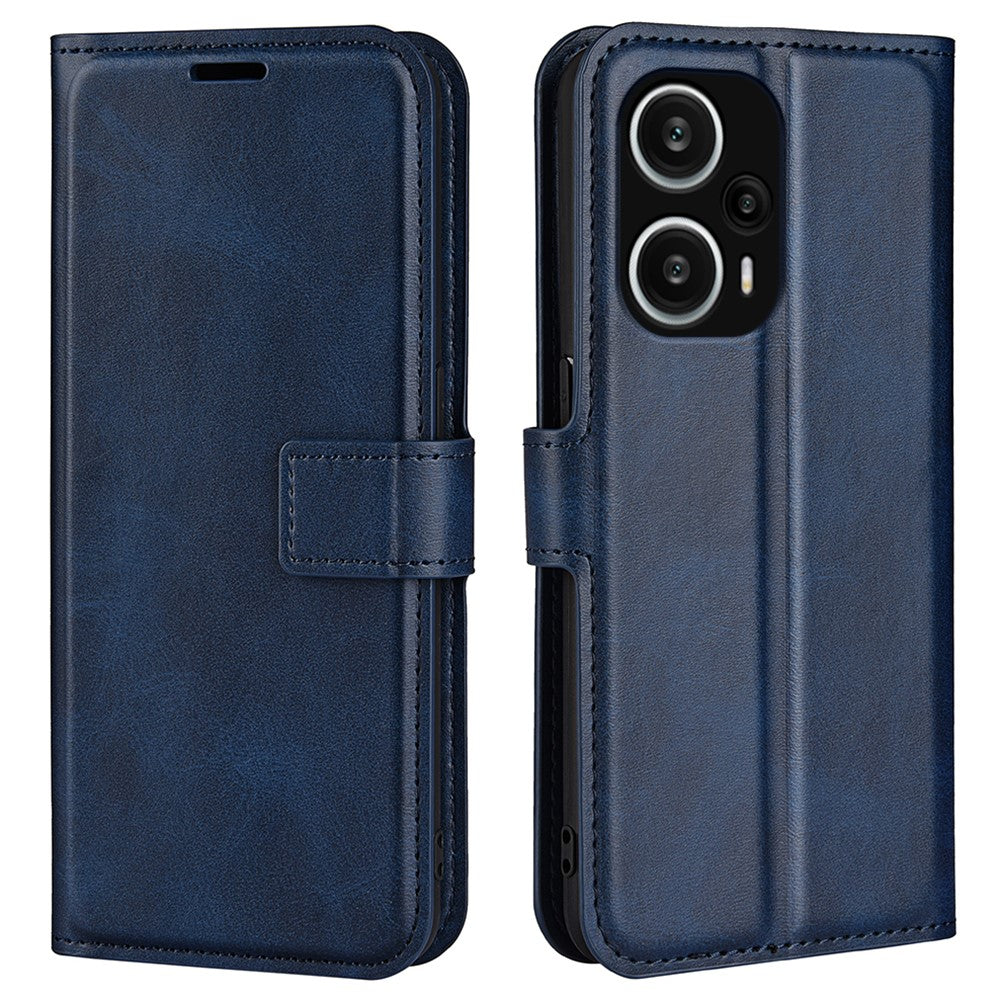 Xiaomi Redmi Note 12 Turbo / Poco F5 5G Kalvtextur Stativ Plånbok Fyrkantigt Magnetiskt Stängning PU Läder mobilskal