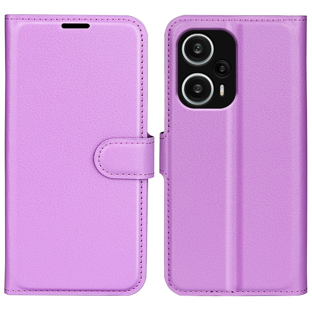 Stand Case for Xiaomi Redmi Note 12 Turbo / Poco F5 5G PU Leather Litchi Texture Wallet Phone Cover