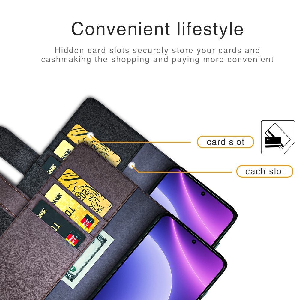 For Xiaomi Redmi Note 12 Turbo / Poco F5 5G Case Genuine Split Leather Phone Cover with Wallet Stand