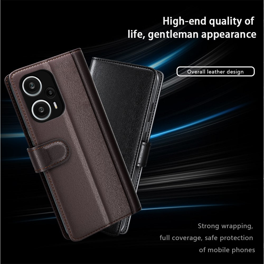 For Xiaomi Redmi Note 12 Turbo / Poco F5 5G Case Genuine Split Leather Phone Cover with Wallet Stand