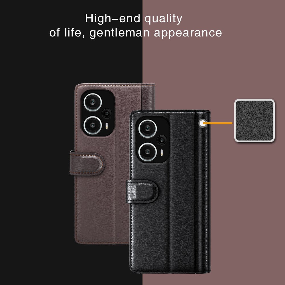 For Xiaomi Redmi Note 12 Turbo / Poco F5 5G Case Genuine Split Leather Phone Cover with Wallet Stand