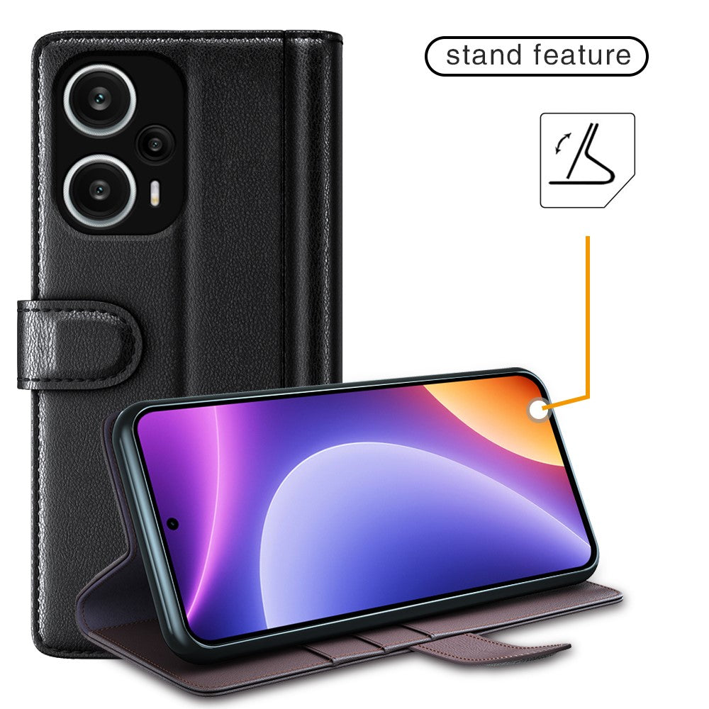 For Xiaomi Redmi Note 12 Turbo / Poco F5 5G Case Genuine Split Leather Phone Cover with Wallet Stand