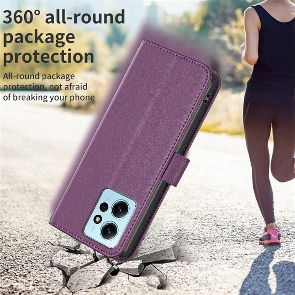 BINFEN COLOR BF17 For Xiaomi Redmi Note 12 4G Phone Stand Case PU Leather Cell Phone Wallet Cover