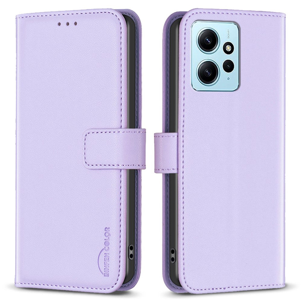 BINFEN COLOR BF17 For Xiaomi Redmi Note 12 4G Phone Stand Case PU Leather Cell Phone Wallet Cover