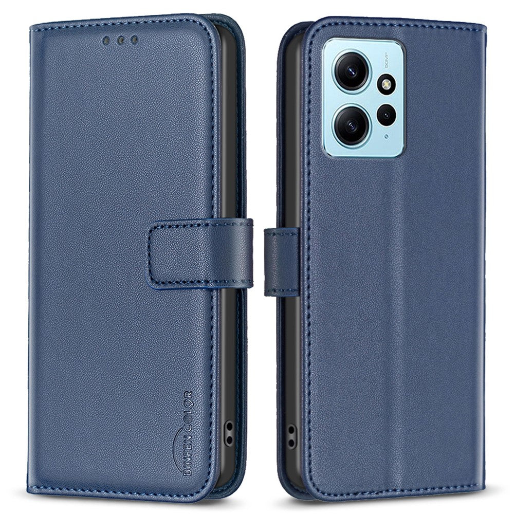 BINFEN COLOR BF17 For Xiaomi Redmi Note 12 4G Phone Stand Case PU Leather Cell Phone Wallet Cover