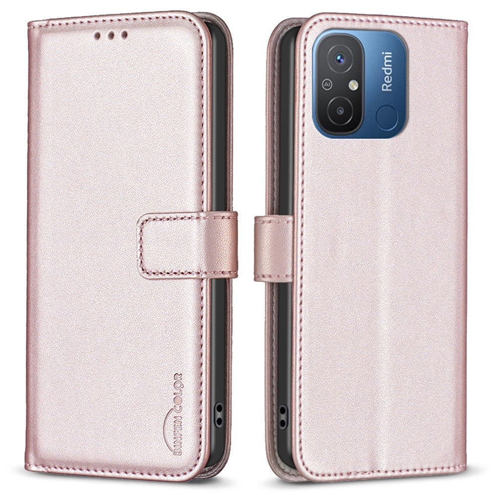 BINFEN COLOR BF17 For Xiaomi Poco C55 4G / Redmi 12C 4G Phone Case PU Leather Wallet Stand Phone Cover