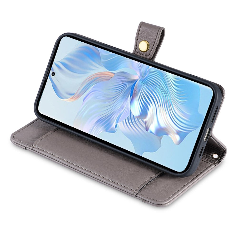 Leather Phone Cover for Honor X50i 5G / 90 Lite 5G Folio Flip Stand Wallet Case with Zipper Pocket