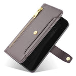 Leather Phone Cover for Honor X50i 5G / 90 Lite 5G Folio Flip Stand Wallet Case with Zipper Pocket