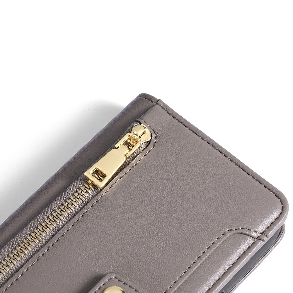 Leather Phone Cover for Honor X50i 5G / 90 Lite 5G Folio Flip Stand Wallet Case with Zipper Pocket