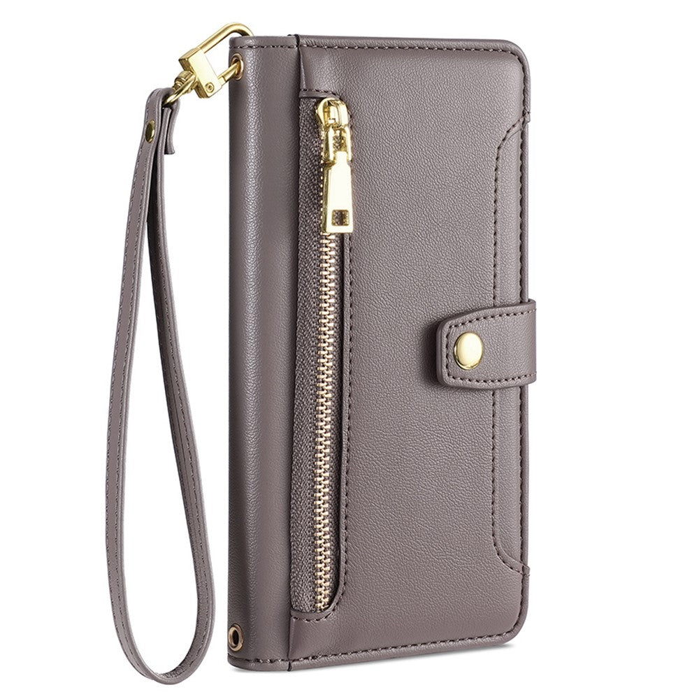 Leather Phone Cover for Honor X50i 5G / 90 Lite 5G Folio Flip Stand Wallet Case with Zipper Pocket
