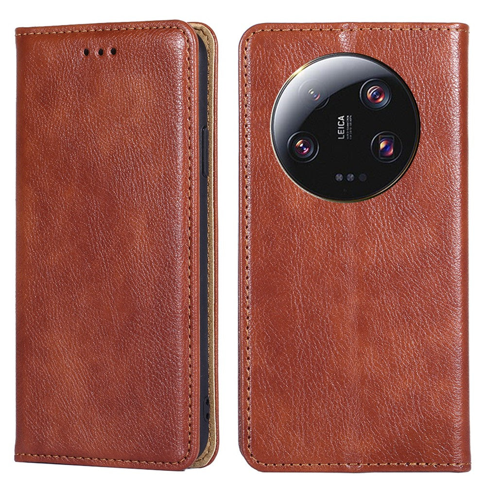 Xiaomi 13 Ultra Plånboksfodral PU-läder Enfärgat Magnetiskt Stängande Stativ Smartphone-fodral