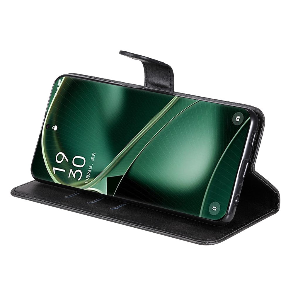 Phone Case for Oppo Find X6 , Calf Texture Zipper Pocket Stand Shell Drop-proof Wallet PU Leather Cover