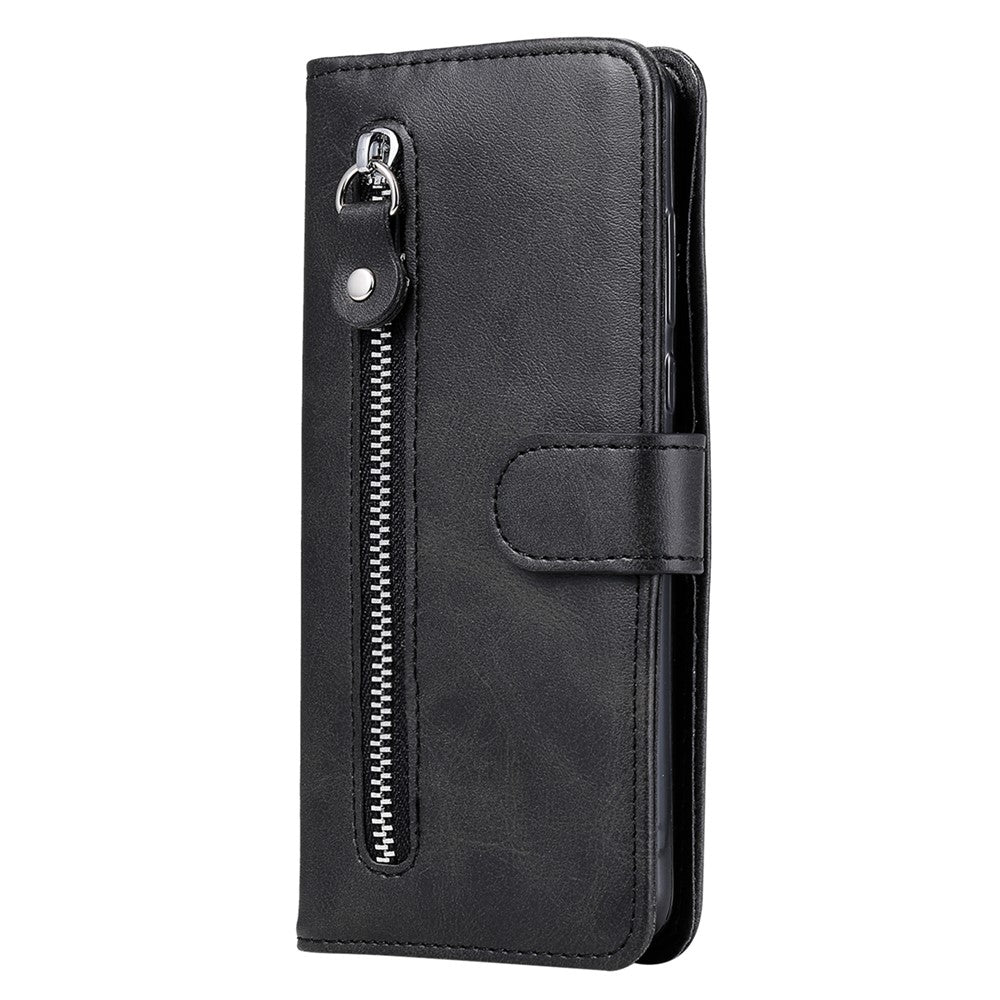 Phone Case for Oppo Find X6 , Calf Texture Zipper Pocket Stand Shell Drop-proof Wallet PU Leather Cover