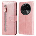 Phone Case for Oppo Find X6 , Calf Texture Zipper Pocket Stand Shell Drop-proof Wallet PU Leather Cover