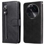 For Oppo Find X6 Pro Zipper Pocket Phone Case Stand Shell Calf Texture Anti-Scratch Wallet Cover