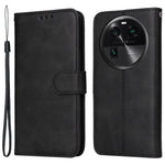 Leather Case for Oppo Find X6 Calf Texture Wallet Stand Shockproof Cell Phone Cover with Strap