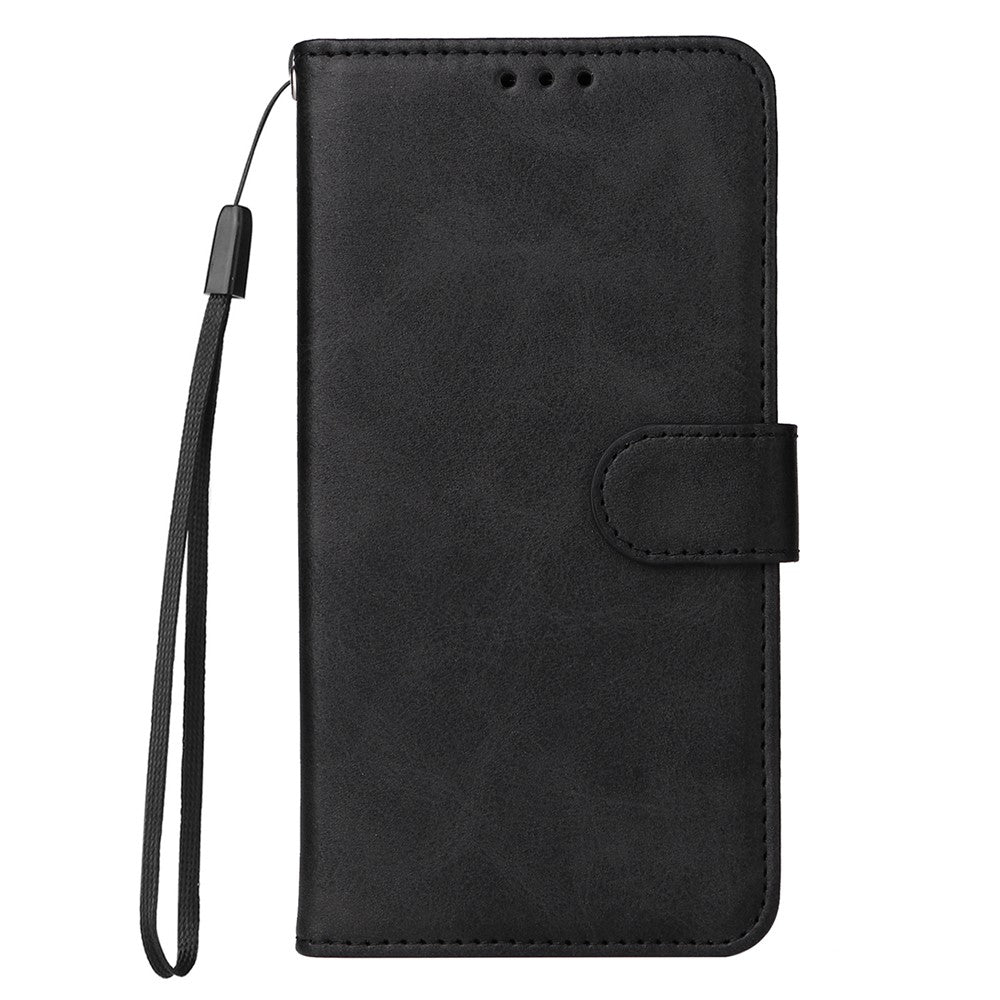 Leather Case for Oppo Find X6 Calf Texture Wallet Stand Shockproof Cell Phone Cover with Strap