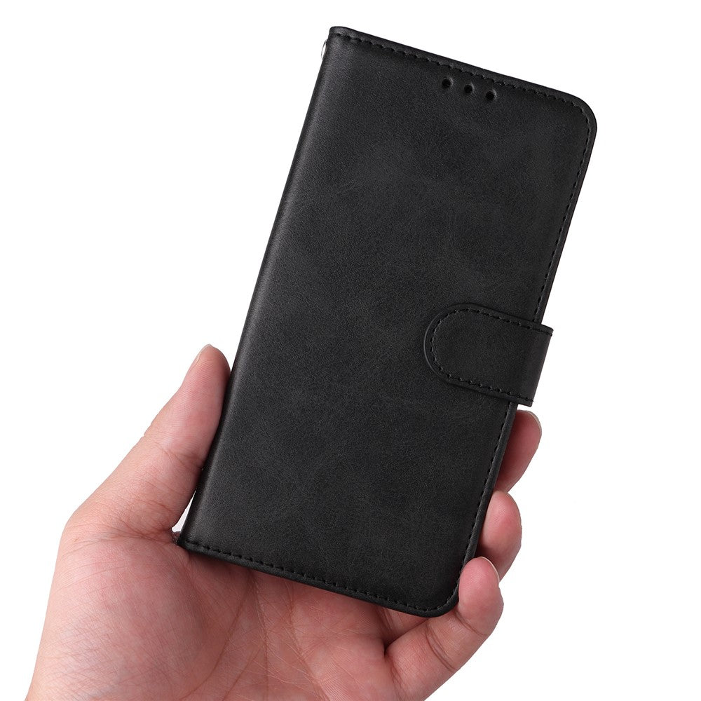 Leather Case for Oppo Find X6 Calf Texture Wallet Stand Shockproof Cell Phone Cover with Strap