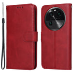Leather Case for Oppo Find X6 Calf Texture Wallet Stand Shockproof Cell Phone Cover with Strap