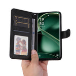 Shockproof Leather Case for Oppo Find X6 Pro Calf Texture Wallet Stand Cell Phone Cover with Strap