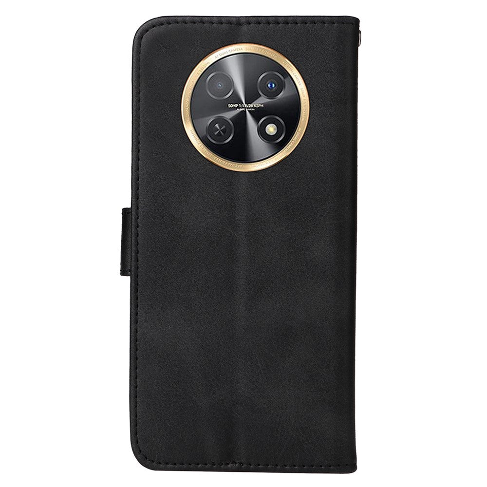 For Huawei Enjoy 60X Calf Texture Leather Case Wallet Stand Cell Phone Cover with Strap