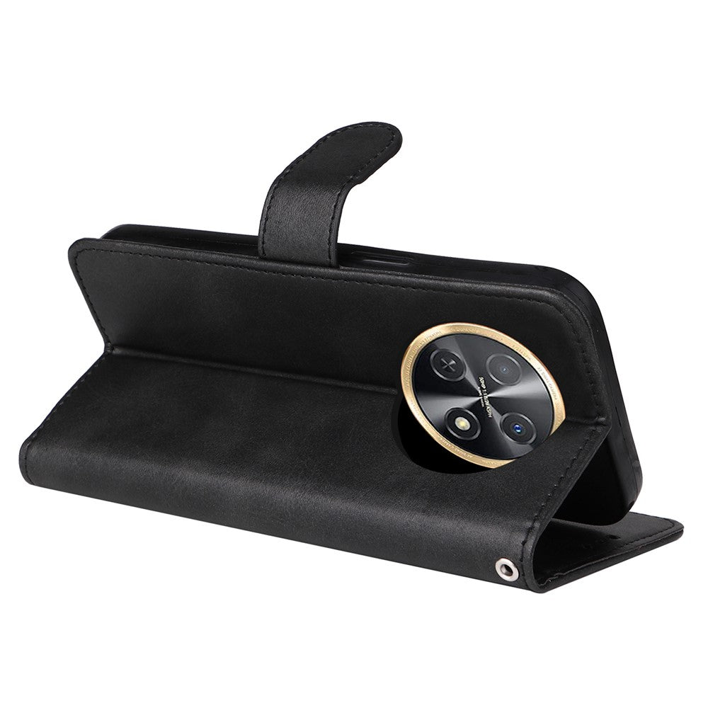 For Huawei Enjoy 60X Calf Texture Leather Case Wallet Stand Cell Phone Cover with Strap