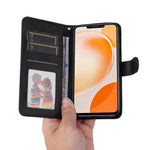 For Huawei Enjoy 60X Calf Texture Leather Case Wallet Stand Cell Phone Cover with Strap