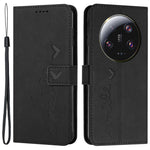 Folio Flip Shell för Xiaomi 13 Ultra med tryck, hjärtformat stativ i PU-läder, plånboksfodral