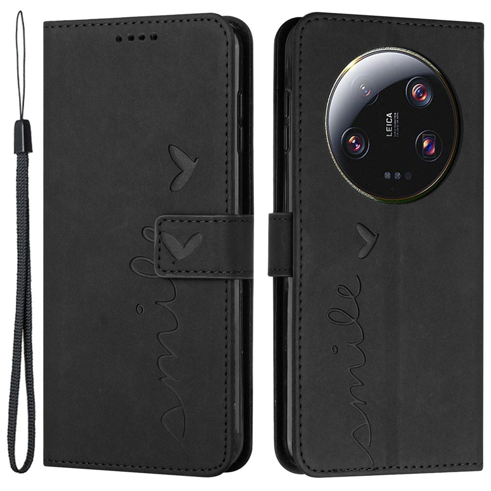 Folio Flip Shell för Xiaomi 13 Ultra med tryck, hjärtformat stativ i PU-läder, plånboksfodral