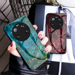 For Xiaomi 13 Ultra Tempered Glass Back Cover PC+TPU Marble Pattern Phone Case