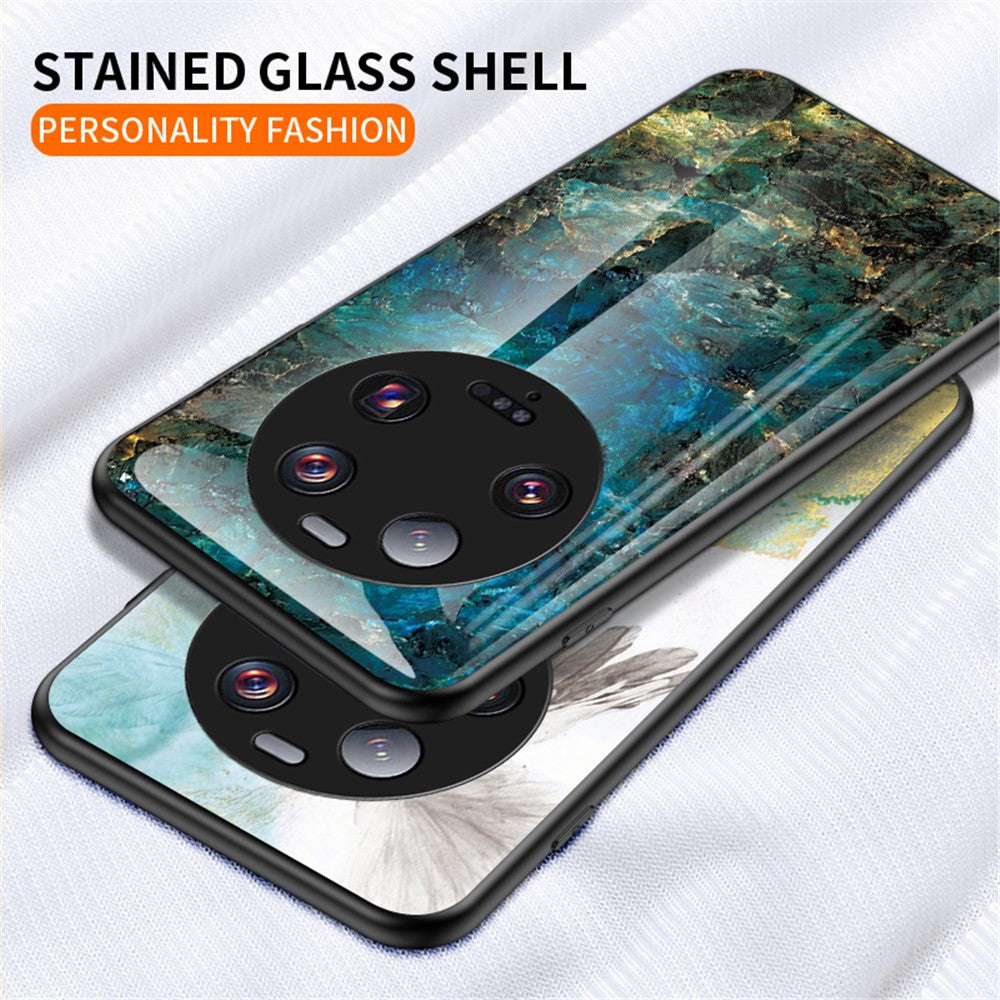 Xiaomi 13 Ultra Härdat Glas Bakstycke PC+TPU Marmor Mönster mobilskal