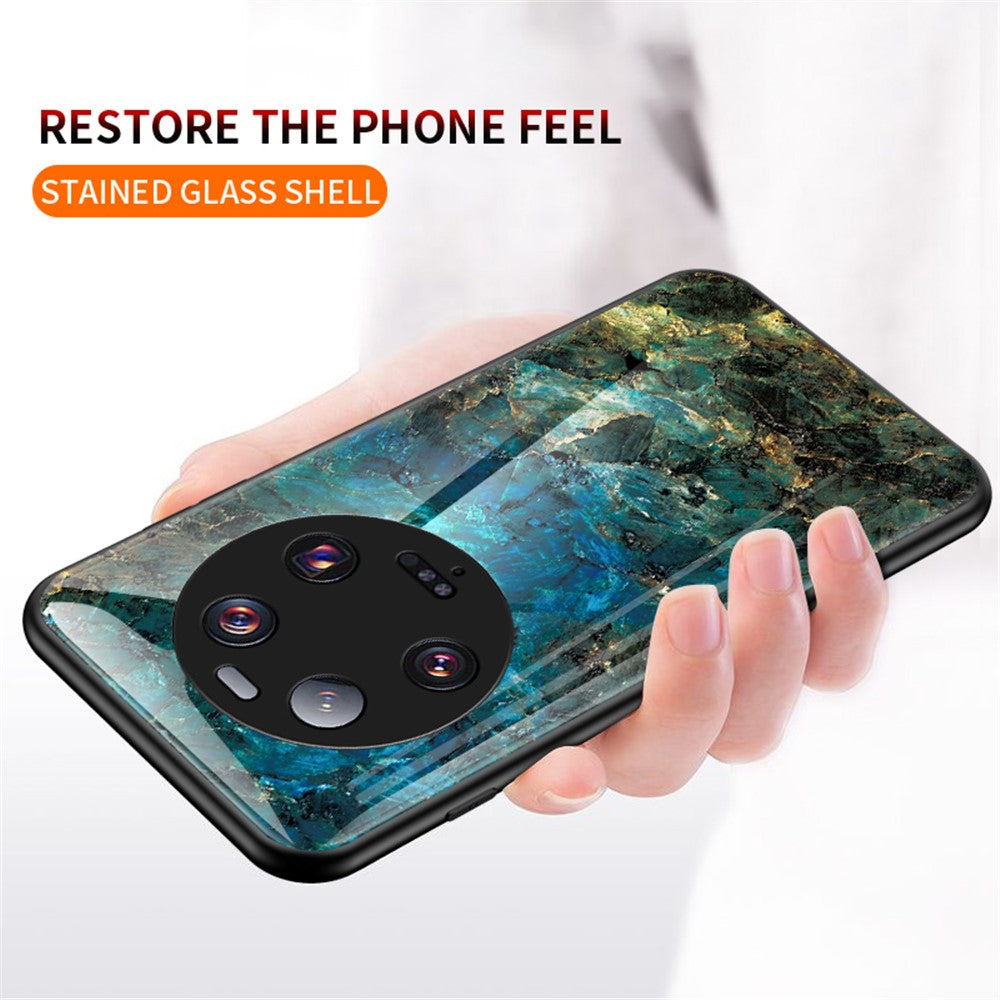 Xiaomi 13 Ultra Härdat Glas Bakstycke PC+TPU Marmor Mönster mobilskal
