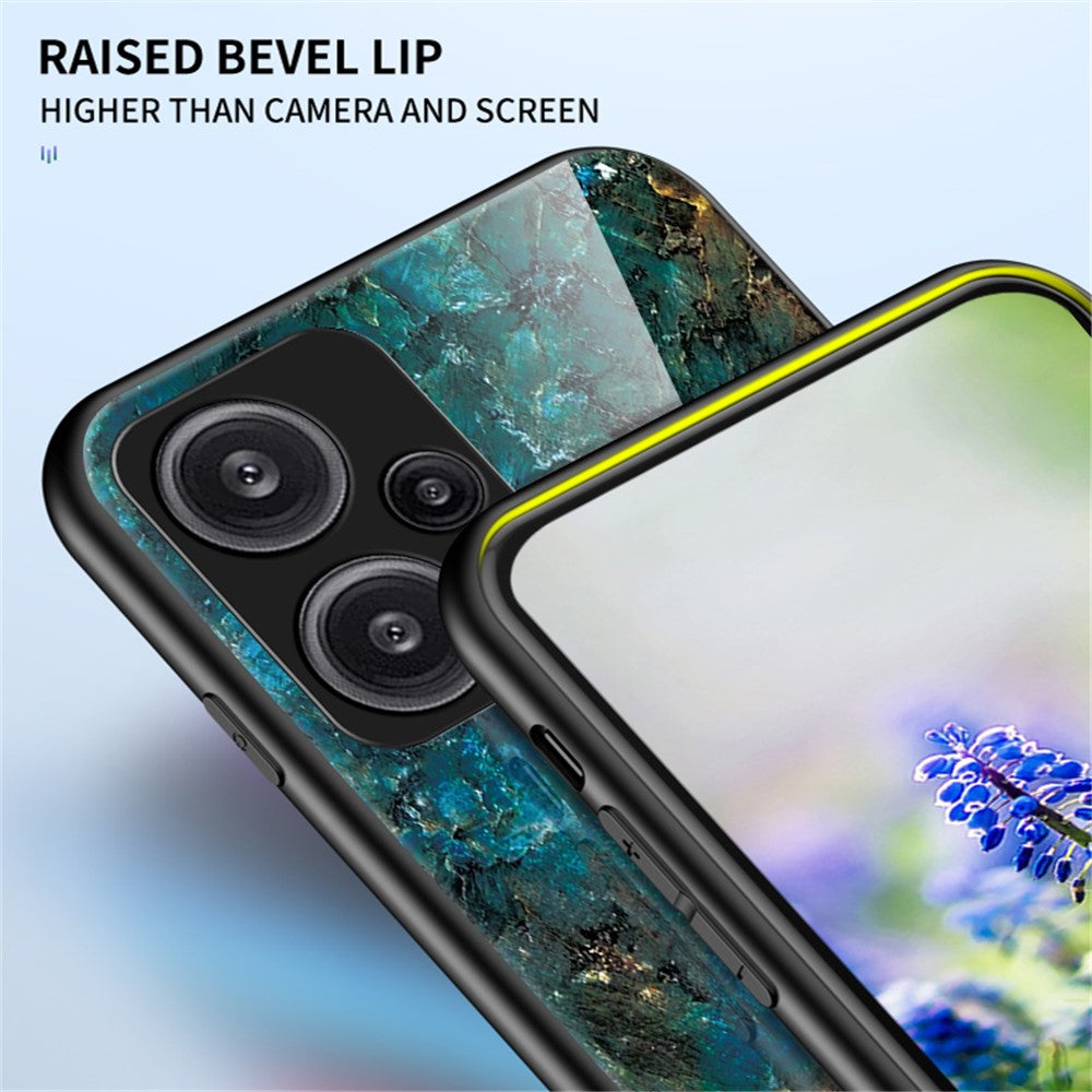 Xiaomi Redmi Note 12 Turbo / Poco F5 5G Anti-fall-mobilskal Marmormönster Härdat Glas+PC+TPU-skydd