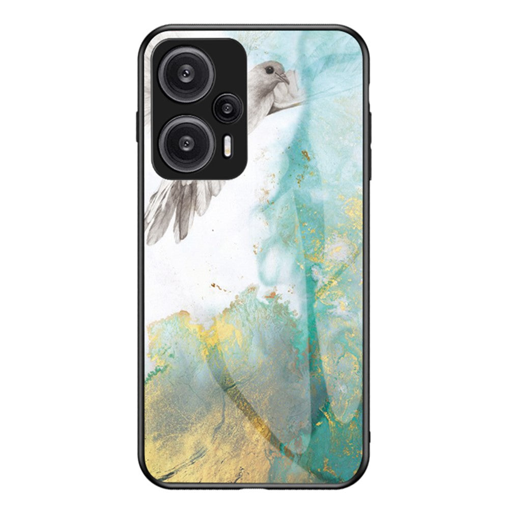 Xiaomi Redmi Note 12 Turbo / Poco F5 5G Anti-fall-mobilskal Marmormönster Härdat Glas+PC+TPU-skydd
