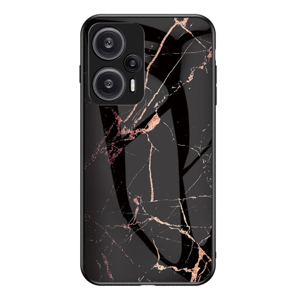 Xiaomi Redmi Note 12 Turbo / Poco F5 5G Anti-fall-mobilskal Marmormönster Härdat Glas+PC+TPU-skydd