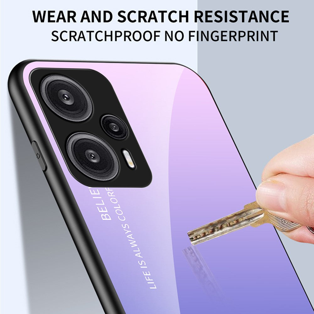 For Xiaomi Redmi Note 12 Turbo / Poco F5 5G Slim Phone Case PC + TPU + Tempered Glass Shockproof Cover