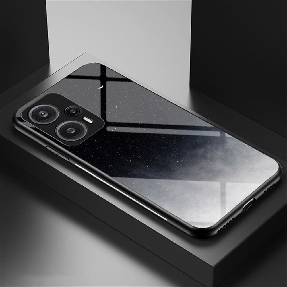 For Xiaomi Redmi Note 12 Turbo / Poco F5 5G Phone Case Pattern Printed PC+TPU+Tempered Glass Phone Cover
