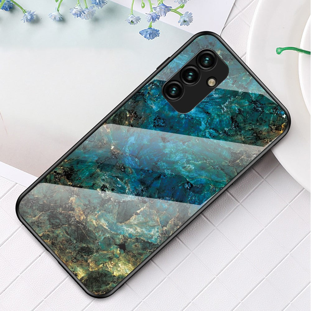 Til Samsung Galaxy A24 4G (162,1 x 77,6 x 8,3 mm) Marmormønstret Stødsikkert Cover i Hærdet Glas+PC+TPU Anti-Drop Telefoncover