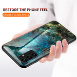 Til Samsung Galaxy A24 4G (162,1 x 77,6 x 8,3 mm) Marmormønstret Stødsikkert Cover i Hærdet Glas+PC+TPU Anti-Drop Telefoncover