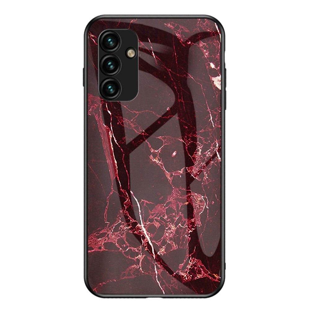 Til Samsung Galaxy A24 4G (162,1 x 77,6 x 8,3 mm) Marmormønstret Stødsikkert Cover i Hærdet Glas+PC+TPU Anti-Drop Telefoncover