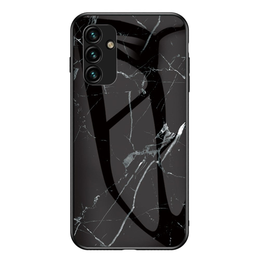Til Samsung Galaxy A24 4G (162,1 x 77,6 x 8,3 mm) Marmormønstret Stødsikkert Cover i Hærdet Glas+PC+TPU Anti-Drop Telefoncover