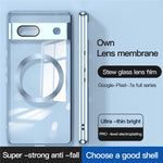 Magnetic Clear Case for Google Pixel 7a, TPU Electroplated Phone Cover with Lens Protector