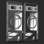 Magnetic Clear Case for Google Pixel 7a, TPU Electroplated Phone Cover with Lens Protector