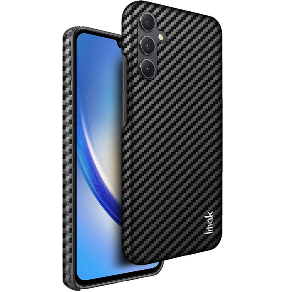 IMAK Ruiyi Series for Samsung Galaxy A34 5G Phone Case PU Leather Coated PC Carbon Fiber Texture Cover